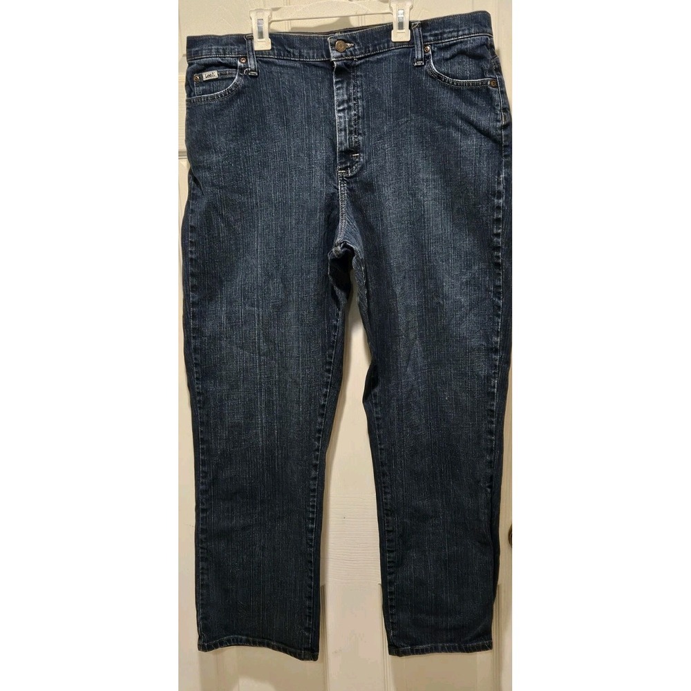 Lee Jeans Womens Size 18 Medium Straight Leg High Rise Denim Blue